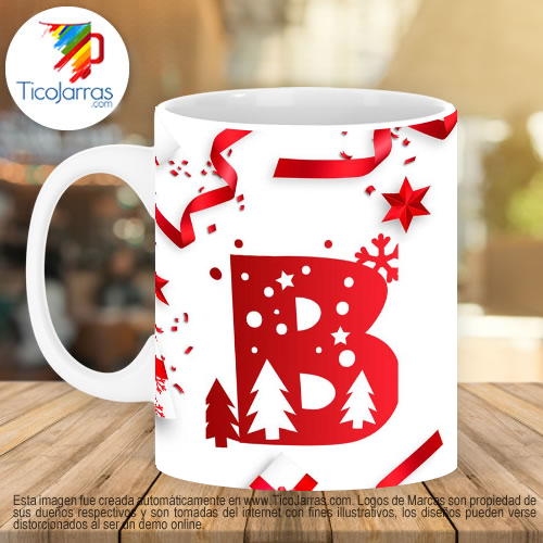 Tazas Personalizadas en Costa Rica Taza Navideña con letra B