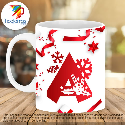 Jarras Personalizadas Taza Navideña con letra A