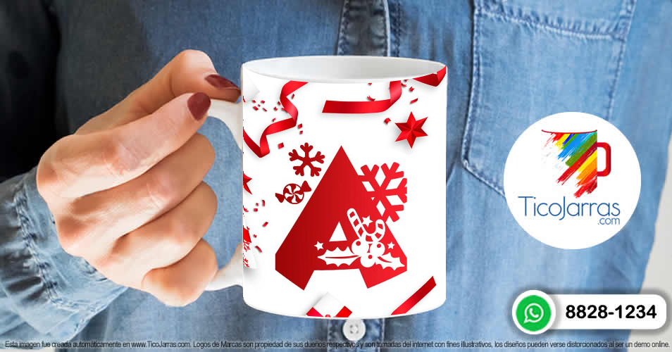 Tazas Personalizadas en Costa Rica Taza Navideña con letra A