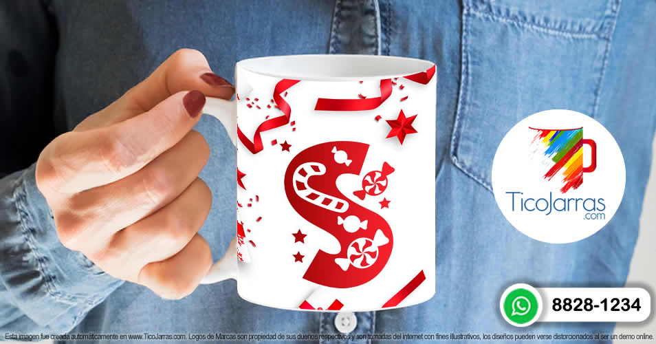 Artículos Personalizados Taza Navideña con letra S