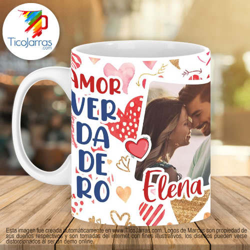 Jarras Personalizadas Amor verdadero, 3 fotos, nombre