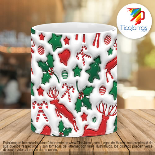 Tazas Personalizadas Renos y bastones navideños