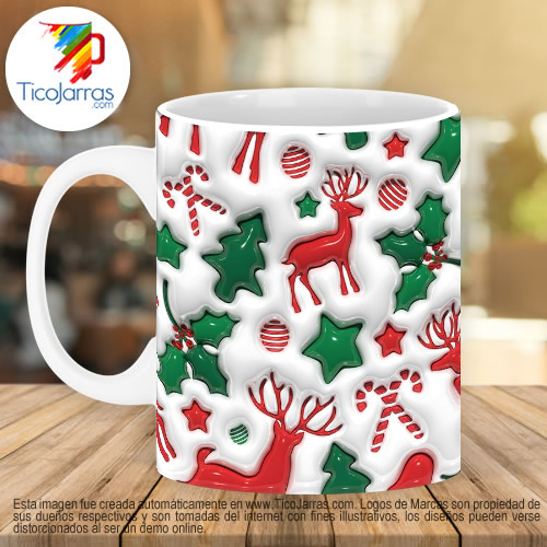 Jarras Personalizadas Renos y bastones navideños