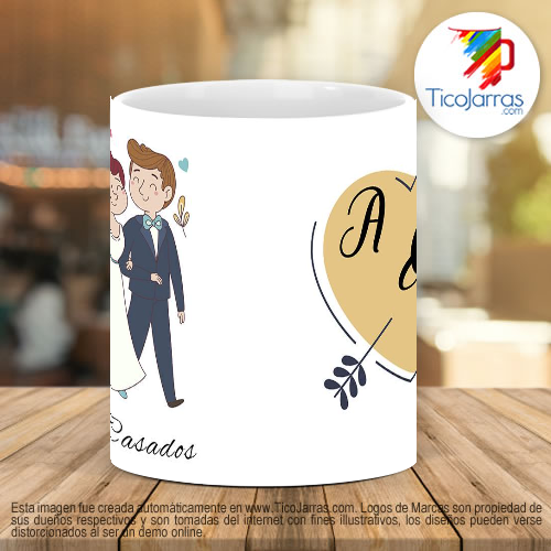 Tazas Personalizadas Recién Casados con iniciales personalizadas