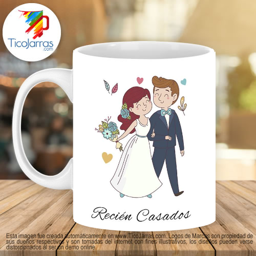 Jarras Personalizadas Recién Casados con iniciales personalizadas