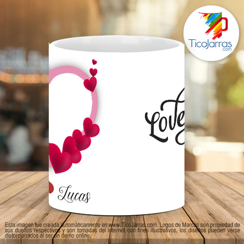 Tazas Personalizadas Corazon con foto y nombre personalizado Love you 