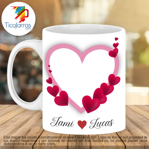 Jarras Personalizadas Corazon con foto y nombre personalizado Love you 