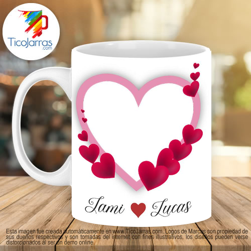 Tazas Personalizadas en Costa Rica Corazon con foto y nombre personalizado Love you 