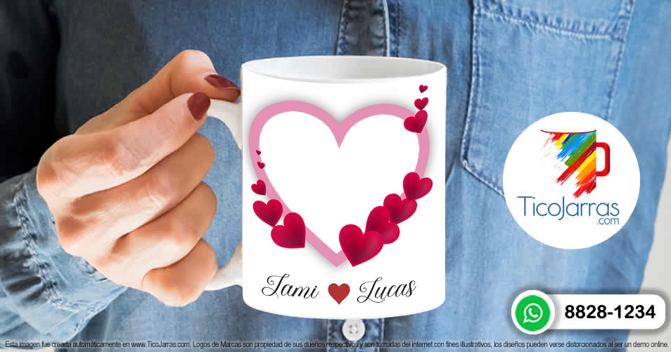 Tazas Personalizadas en Costa Rica Corazon con foto y nombre personalizado Love you 