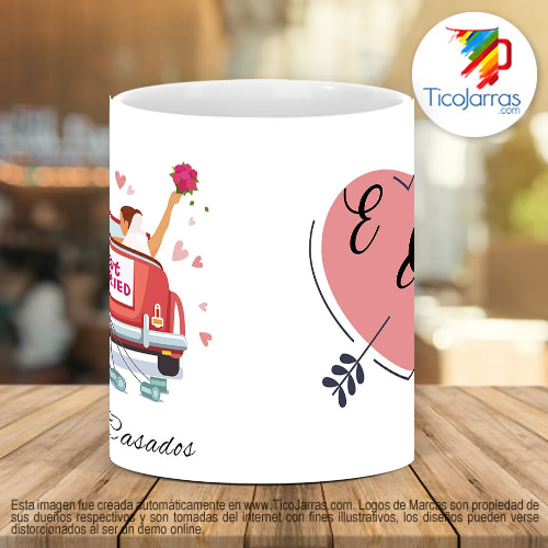 Tazas Personalizadas Recién Casados con iniciales personalizadas