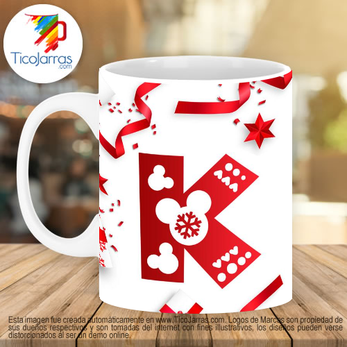 Jarras Personalizadas Taza Navideña con letra K