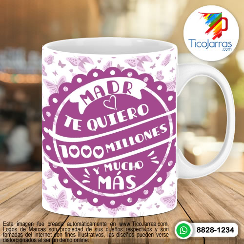 Diseños Personalizadas Madre te quiero 1000 millones y mucho más
