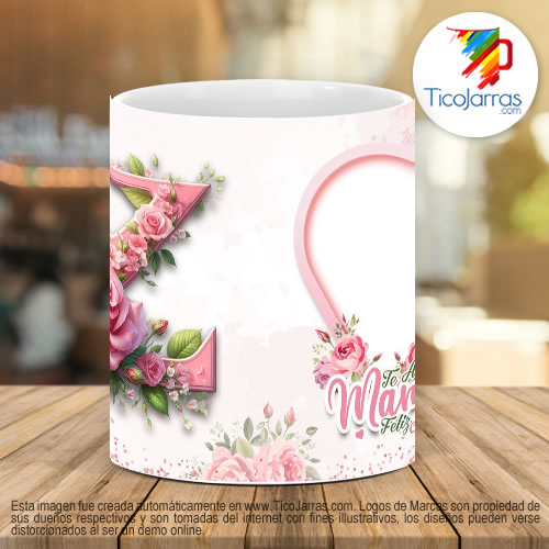 Tazas Personalizadas Te amo Mamá, Feliz Día Letra Z