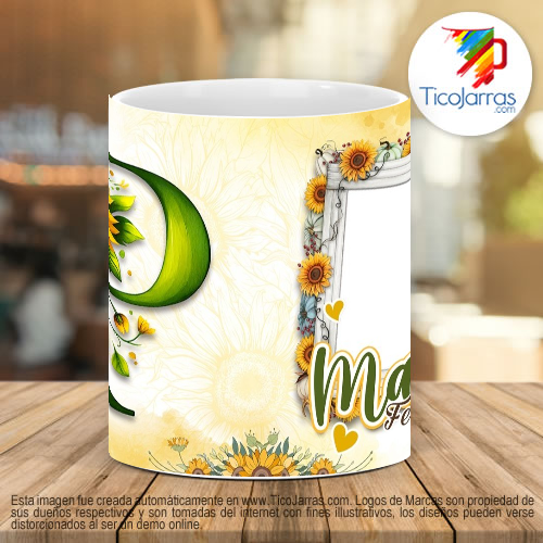 Tazas Personalizadas Mamá Feliz Día, Tazas con Nombre incial P