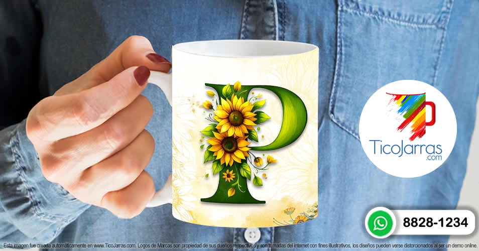 Tazas Personalizadas en Costa Rica Mamá Feliz Día, Tazas con Nombre incial P