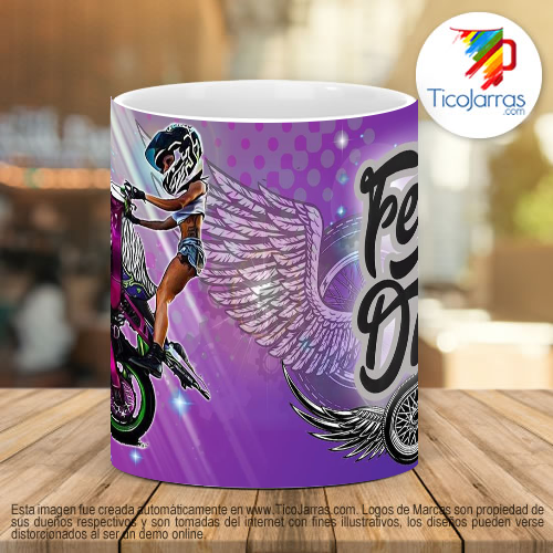 Tazas Personalizadas Biker Girl Feliz Día