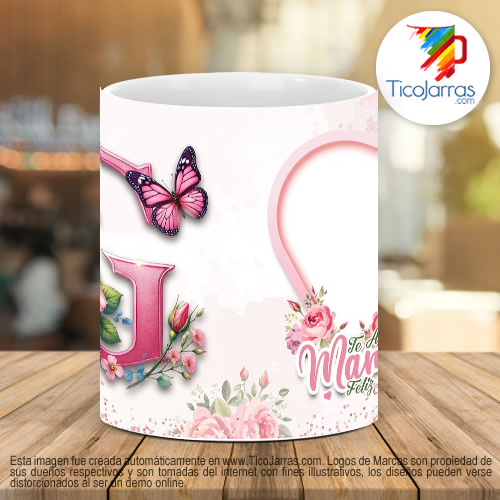 Tazas Personalizadas Te amo Mamá, Feliz Día Letra G