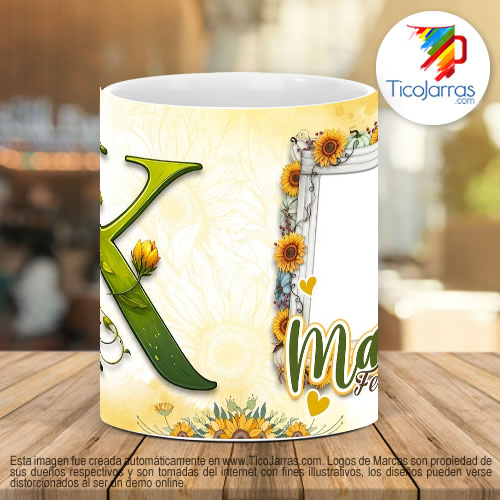 Tazas Personalizadas Mamá Feliz Día, Tazas con Nombre incial 