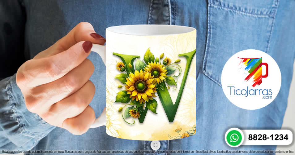 Tazas Personalizadas en Costa Rica Mamá Feliz Día, Tazas con Nombre incial W