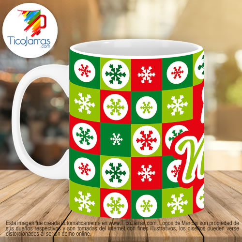 Jarras Personalizadas Feliz navidad estampado navideño