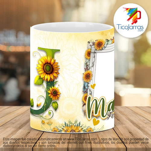 Tazas Personalizadas Mamá Feliz Día, Tazas con Nombre incial U