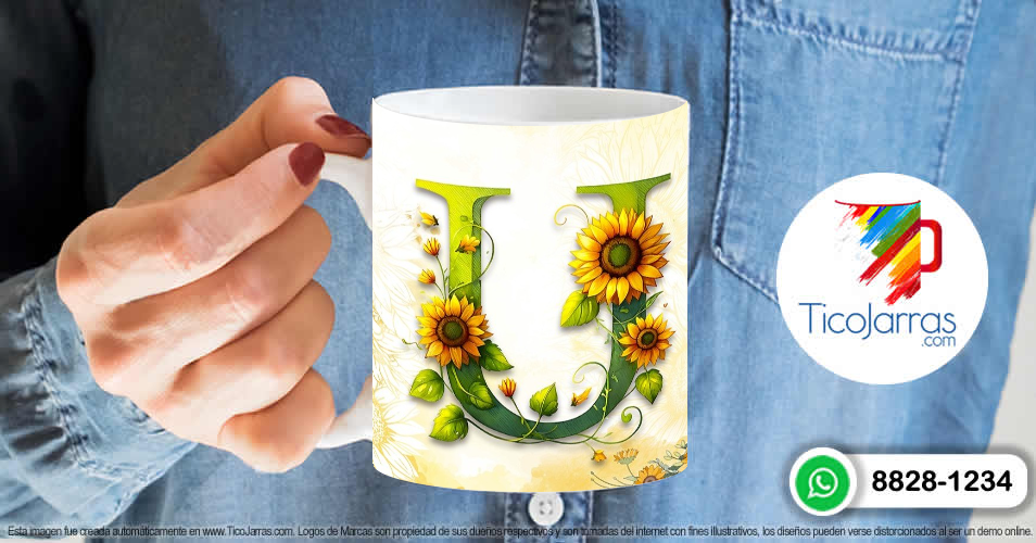 Artículos Personalizados Mamá Feliz Día, Tazas con Nombre incial U