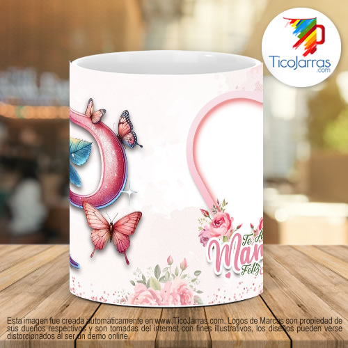 Tazas Personalizadas Te amo Mamá, Feliz Día Letra P