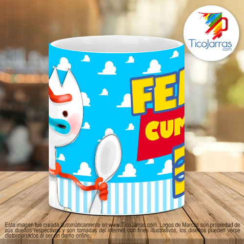 Tazas Personalizadas Feliz Cumple 3 Años Forky Toy Story