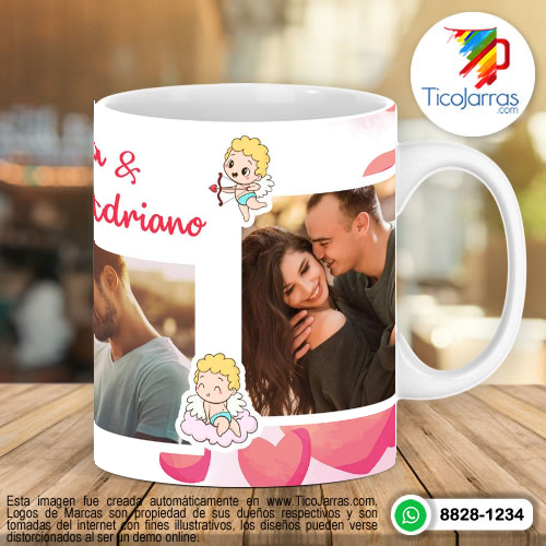 Tazas Personalizadas en Costa Rica Amor con 3 fotos y fecha editable