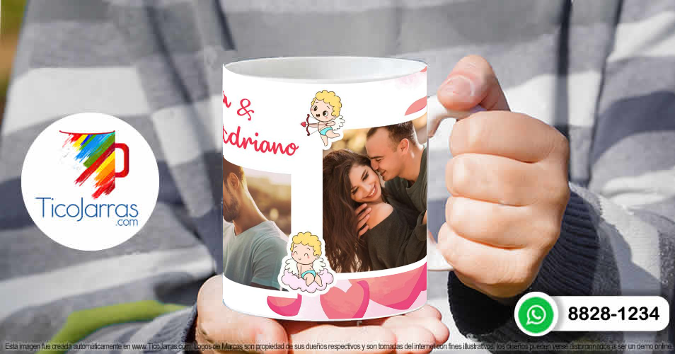 Tazas Personalizadas en Costa Rica Amor con 3 fotos y fecha editable