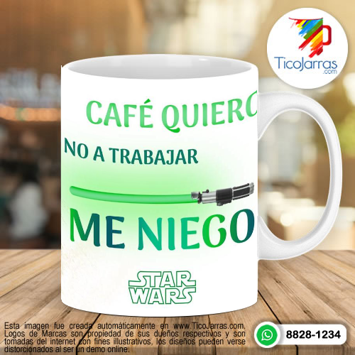 Diseños Personalizadas Café quiero si no trabajar me niego