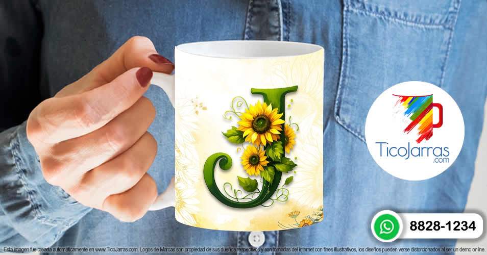 Artículos Personalizados Mamá Feliz Día, Tazas con Nombre incial J
