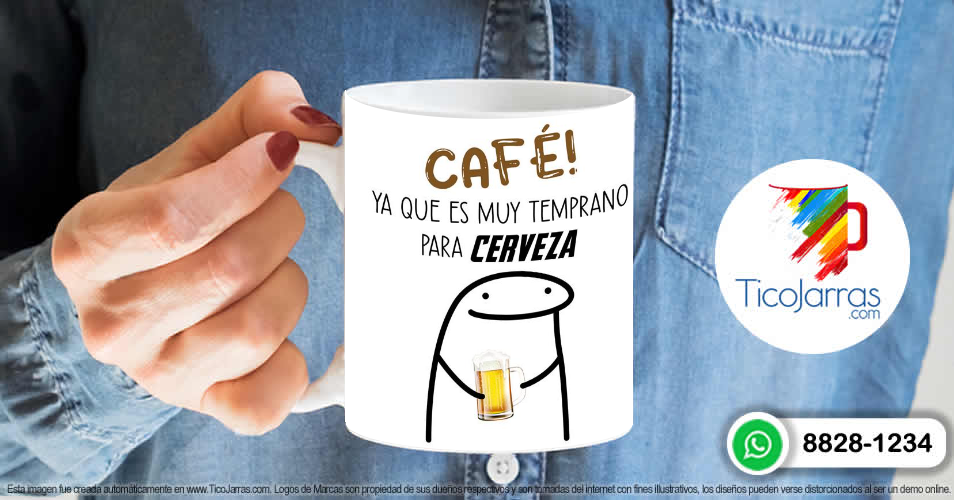 Artículos Personalizados Flork - Cafe, ya que es muy temprano para cerveza.