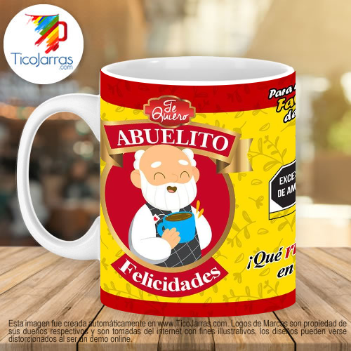 Tazas Personalizadas en Costa Rica Abuelito, Felicidades, con foto