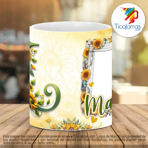 Tazas Personalizadas Mamá Feliz Día, Tazas con Nombre incial L