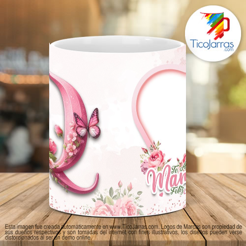 Tazas Personalizadas Te amo Mamá, Feliz Día Letra Q