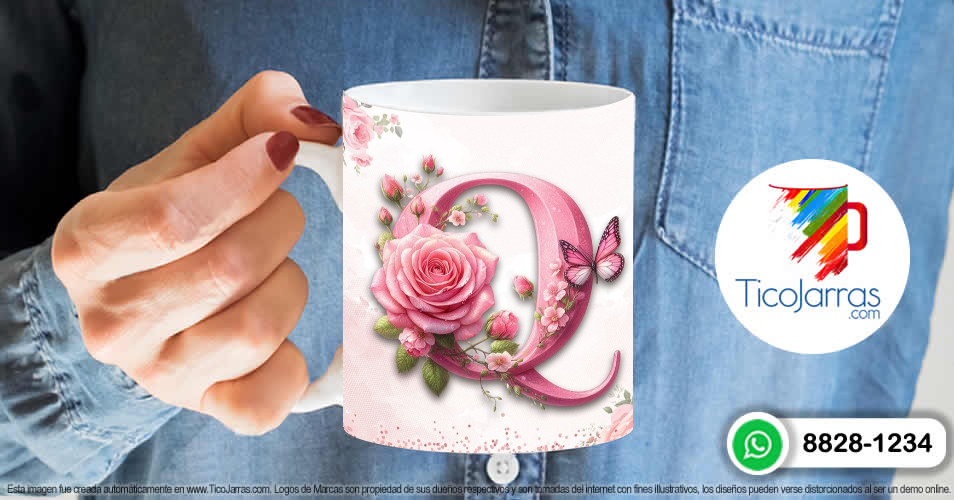 Tazas Personalizadas en Costa Rica Te amo Mamá, Feliz Día Letra Q