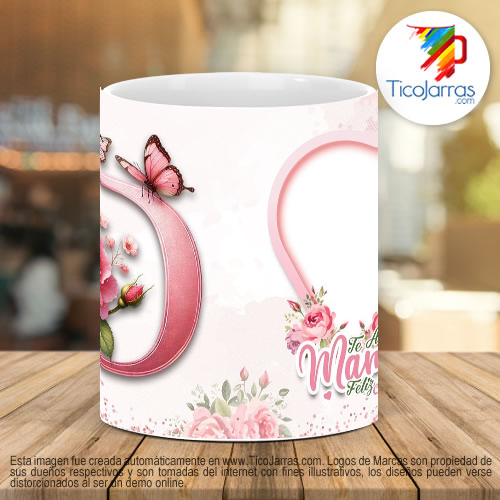Tazas Personalizadas Te amo Mamá, Feliz Día Letra D