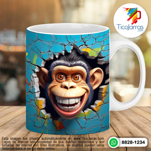 Tazas Personalizadas en Costa Rica Taza con cara de mono 3D