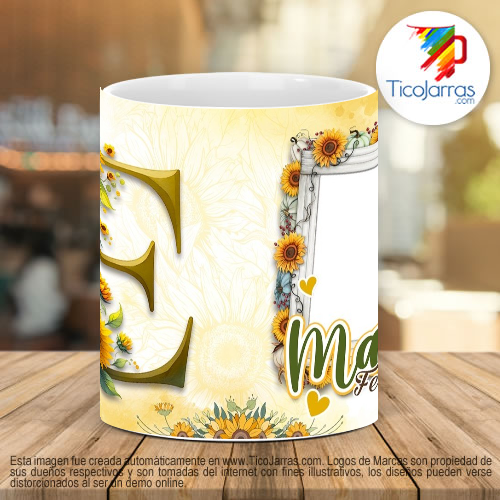 Tazas Personalizadas Mamá Feliz Día, Tazas con Nombre incial E