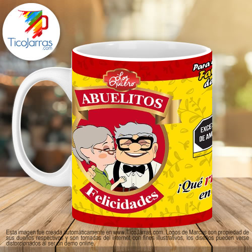 Jarras Personalizadas Abuelitos Felicidades, incluye foto