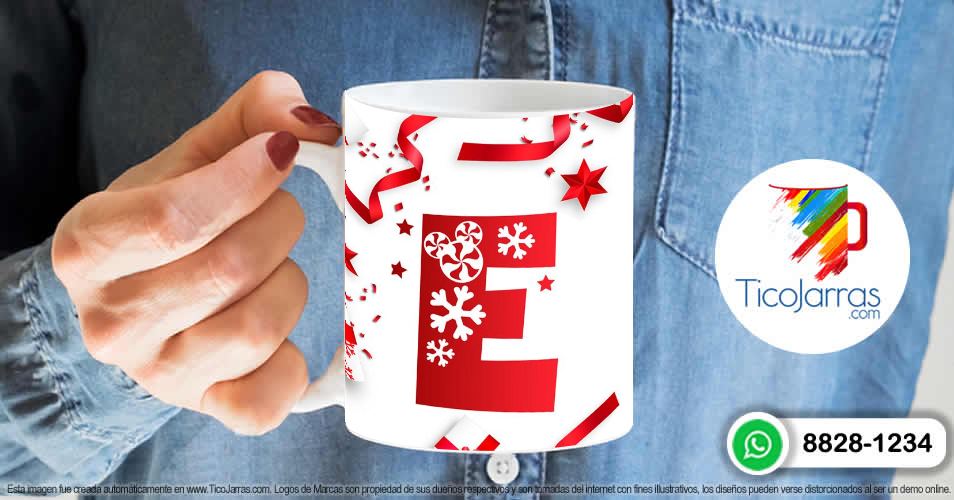 Tazas Personalizadas en Costa Rica Taza Navideña con letra E