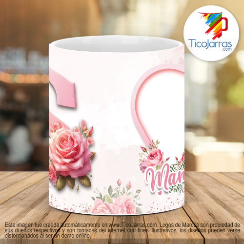 Tazas Personalizadas Te amo Mamá, Feliz Día Letra S