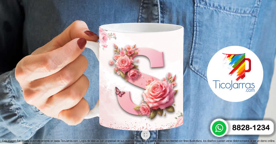 Tazas Personalizadas en Costa Rica Te amo Mamá, Feliz Día Letra S