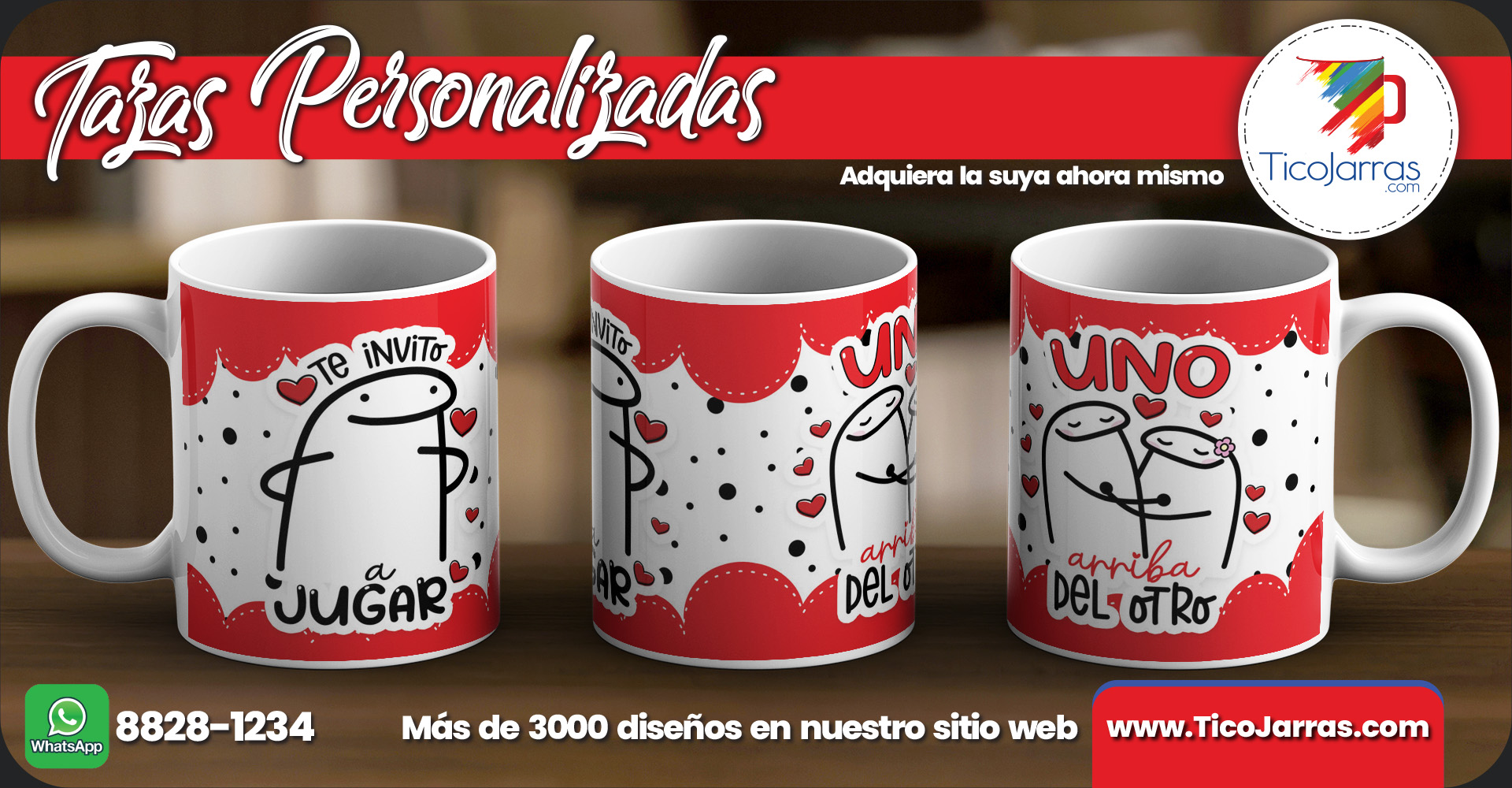 Tazas Personalizadas Te invito a jugar uno arriba del otro