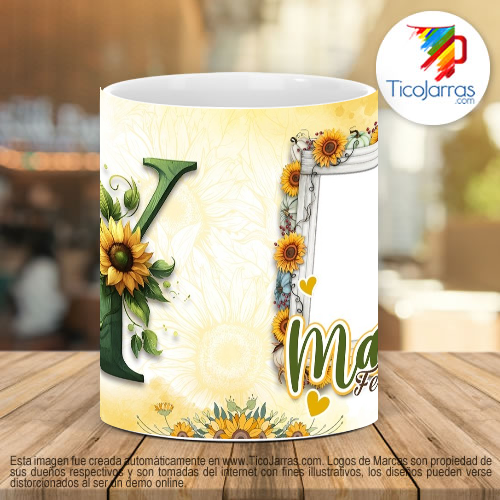Tazas Personalizadas Mamá Feliz Día, Tazas con Nombre incial Y