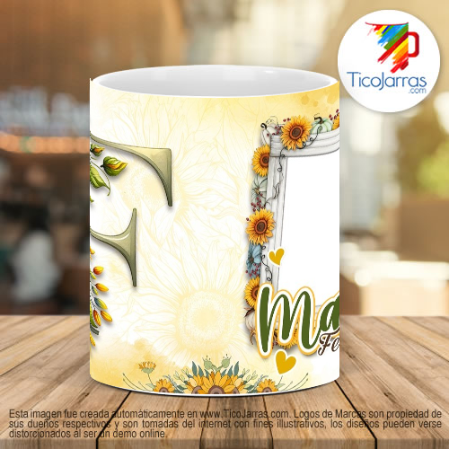 Tazas Personalizadas Mamá Feliz Día, Tazas con Nombre incial F