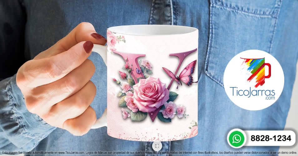 Tazas Personalizadas en Costa Rica Te amo Mamá, Feliz Día Letra V