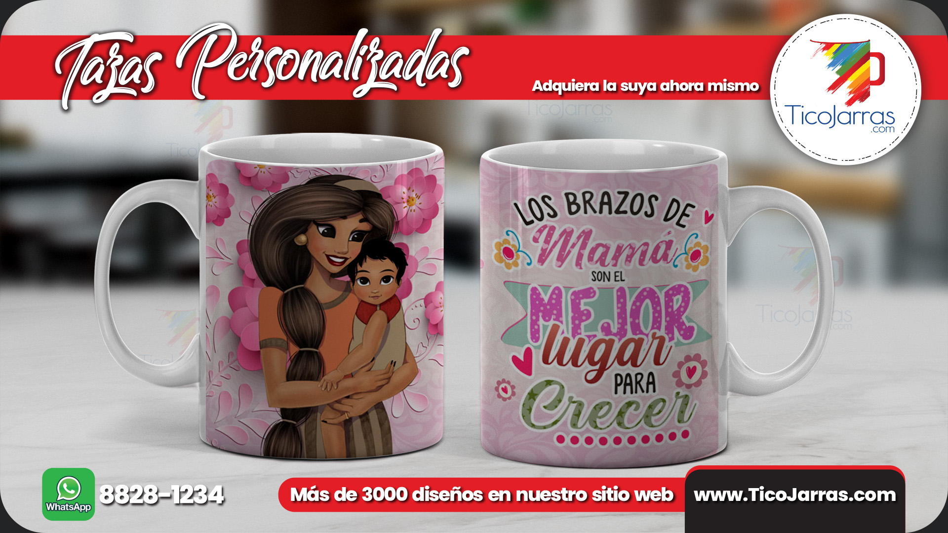 Tazas Personalizadas Los brazos de mamá son el mejor lugar para crecer