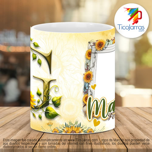 Tazas Personalizadas Mamá Feliz Día, Tazas con Nombre incial G